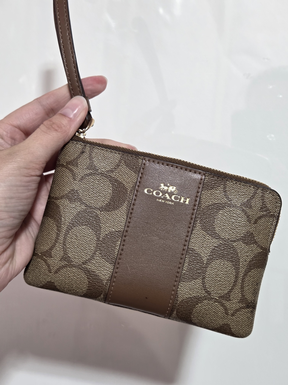 COACH Signature Canvas Brown Wristlet